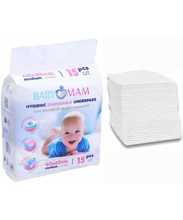 Baby Disposable Changing Mats - Waterproof 60x40cm Nappy Pads - 15 Sheets - Buy Online on GoSupps.com