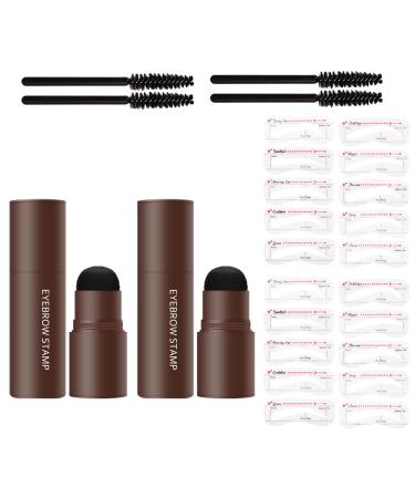 LXZJJM Eyebrow Stamp Stencil Kit - Long-lasting Smudge-free Brow Makeup | Natural and Smooth Texture | Multifunctional | Includes 10 Brow Shapes & Stamps | Reusable eyebrow stencils (04 black 2pcs)