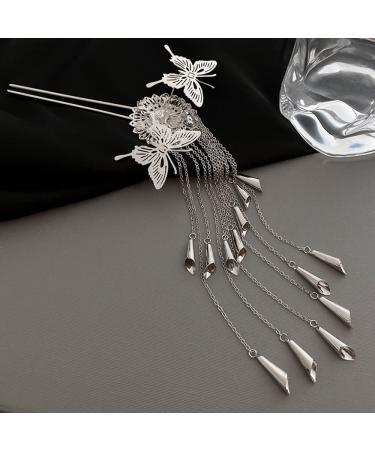 Jumwrit Butterfly Hair Stick with Silver Tassel - Chinese Hair Styling Accessory for Women and Girls - Buy Online on GoSupps.com