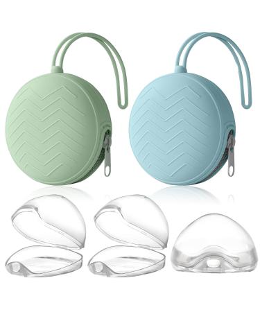 5 pieces of pacifier box 2 pieces of silicone pacifier storage and 3 pieces transparent plastic pacifier boxes portable dustproof pacifier box silicone pacifier storage box baby pacifier bag set D+3PCs