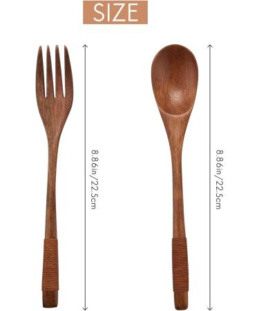 AIDIRui 8 Pcs Wooden 9 inchJapanese Spoon Fork Set Kitchen Tableware Natural Wood Cutlery Wooden Dinner Cutlery Set - Buy Online on GoSupps.com