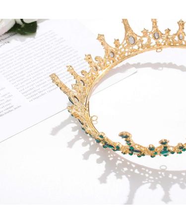 Baroque Wedding Crown Tiara - Rhinestone Gemstone Queen Bridal Crown for Women & Girls (Green/Rose Gold) - Buy Online on GoSupps.com
