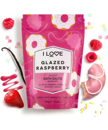I Love Glazed Raspberry Scented Bath Salts - 99% Naturally Derived Vegan-Friendly 500G | Silky Smooth Skin with ACB Bio-Water Bamboo - Buy Online on GoSupps.com