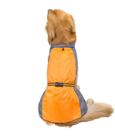 Ranphy Waterproof Dog Rain Coat for Medium & Large Dogs | Reflective Breathable Ultra-Light Jacket with Abdominal Protection - Perfect for Dachshund & Labrador | 3XL Orange & Gray - Buy Online on GoSupps.com