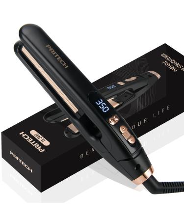 PRITECH Mini Flat Iron Portable Hair Straightener  Straightener with 13 Adjustable Temp(210 F-450 F)  1'' Plate for All Hairstyles Hair Straightening Irons Black