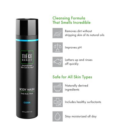 Tiege Hanley Daily Body Wash for Men - Sulfate Free Cleansing Formula - Mint and Eucalyptus Scent - 10 oz - Buy Online on GoSupps.com