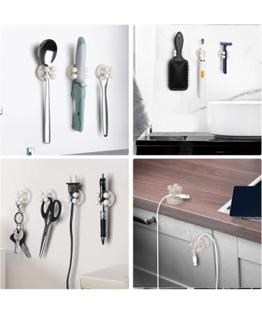 4 Pack Adhesive Hooks - Silicone Toothbrush Holder Cable Organizer Key Hook & Razor Bracket for Bathroom & Kitchen - Self-Adhesive Wall Hooks (White) - Buy Online on GoSupps.com