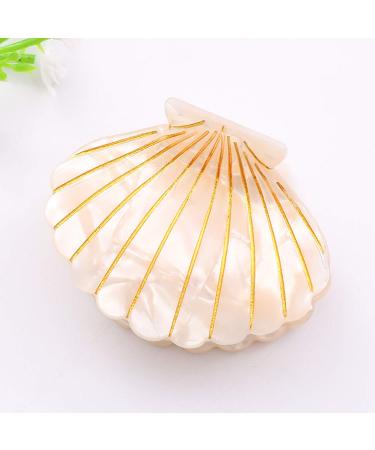 Shell Shape White Marble Hair Clip - Women's Fashion Acrylic Resin Hair Clamp - Buy Online on GoSupps.com