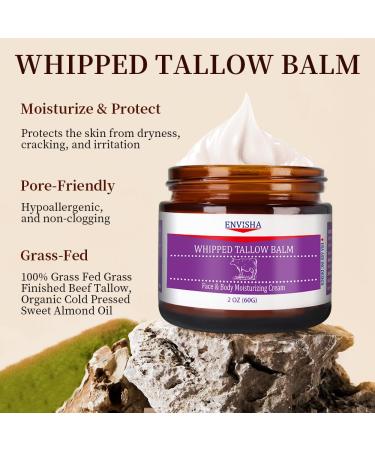 ENVISHA Handmade Whipped Tallow Cream - 100% Organic & All-Natural Hydrating Skin Care for Face & Body (2 oz - Buy Online on GoSupps.com