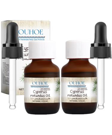 2Pcs Cyperus Rotundus Oil Natural Cyperus Rotundus Oil for Hair Removal Reduces Unwanted Hair Growth Moisturizes & Soothes Skin Reducing Body Hair Growth Shrink Pores for All Skin Types(60ml)