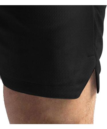 CEHT Men's Quick Dry Gym Shorts with Pockets - Black, Medium - Buy Online on GoSupps.com