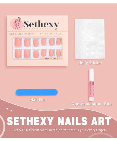 Sethexy Short Square Pink False Nails - 24Pcs Glossy Pure Color Collection for Women and Girls - Buy Online on GoSupps.com