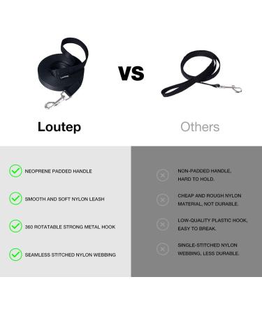 Loutep Towline Leash 3m 5m 10m 15m 20m - Strong Nylon Dog Leash with Padded Handle - 15m Black - International Shipping - Buy Online on GoSupps.com
