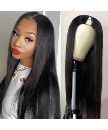 Legendhair 18 Inch V Part Wigs Brazilian Straight Human Hair Wigs for Black Women V Shape Wigs No Leave Out Lace Front Wigs Upgrade U Part Wigs Glueless Full Head Clip In Half Wigs 150% Density(18 Inch)