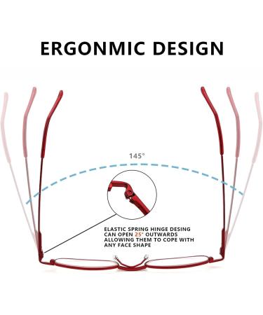 GINGEREYE Blue Light Blocking Reading Glasses 2 Pack for Women +1.50 Diopters - Compact Slim Design with Pen Clip Case - Red & Gunmetal - Buy Online on GoSupps.com