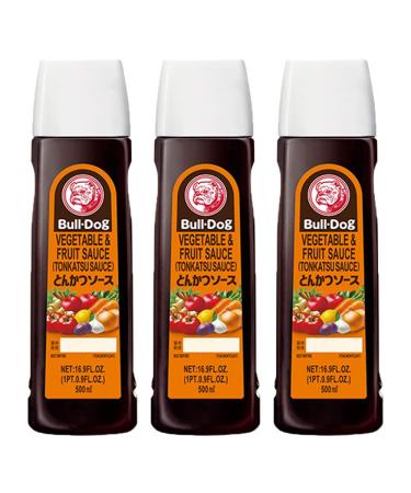 Bull-Dog Fruit and Vegetable Sauces (Tonkatsu Sauce) 500ml (Pack of 3)