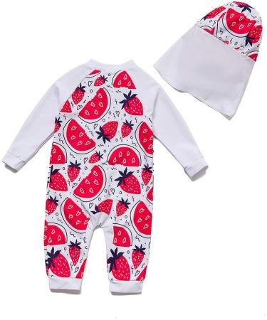 BONVERANO Baby Girl Swimsuit UPF 50+ Sun Protection | Full-Length Zipper & Sun Cap | 12 Months | Strawberry - Buy Online on GoSupps.com