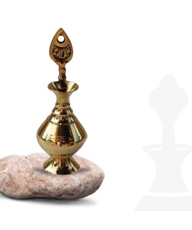 BlueQueen Islamic Brass Eye Liner Antique Bottle Holder for Women - Vintage Engraved Wedding Party Accessory with Free Eye Liner Powder - Buy Online on GoSupps.com
