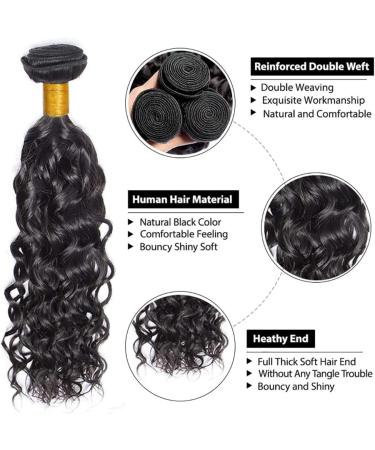 Water Wave Human Hair Bundles with Free Part Lace Closure - 10A Unprocessed Deep Curly Hair, Natural Color (24 26 28+22) - Wet and Wavy Bundles with 4x4 Closure - Buy Online on GoSupps.com