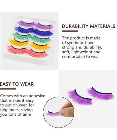 GYOTUU 5 Pairs Colored False Eyelashes Cosplay Extension Colored Eyelashes Russian Lashes Fake for Halloween Makeup Dancing Party - Buy Online on GoSupps.com