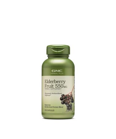 GNC Herbal Plus Elderberry Fruit 550mg Vegetarian Supplement 100 Servings 100 Count (Pack of 1)