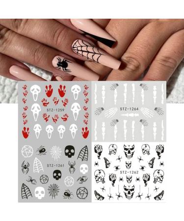 Halloween Nail Stickers - Horror Gothic Ghost Pumpkin Skull Blood Spider Evil Eye Nail Art Decals - Buy Online on GoSupps.com