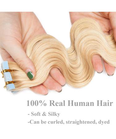 SEGO Real Hair Extensions - Invisible Seamless Skin Weft Tape - Mittelblond #24 (22/56cm) - 20PCS Adhesive for Perfect Fit - Buy Online on GoSupps.com