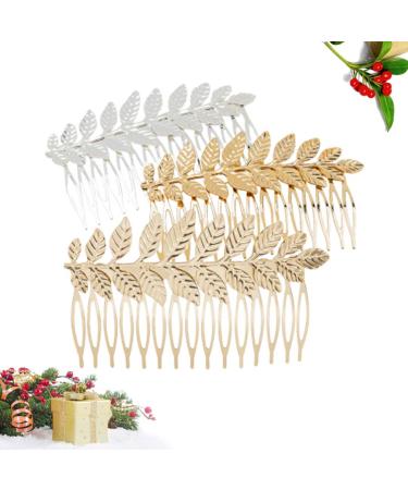 Minkissy 3-Piece Wedding Hairpin Set - Decorative Leaf Bride Accessories in Gold Silver & Rose Gold - Buy Online on GoSupps.com