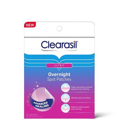 Clearasil Overnight Spot Patches - Advanced Healing Hydrocolloid Acne Treatment Stickers - 18 Count x 4 Packs - Buy Online on GoSupps.com