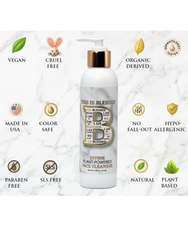 THIS IS BLESSED Divine Face Cleanser Vegan Plant-Powered Daily Face Wash with Aloe Vitamin C & Activated Charcoal Hydrating Brightening Detoxifying Formula for All Skin Types 6 fl oz - Buy Online on GoSupps.com