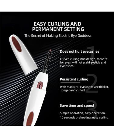 Heated Eyelash Curler USB Rechargeable Heated Lash Curler 2 Gear Temperature Control Mini Lash Curler Electric Eyelash Curlers Comb for Quick Natural and 24 Hrs Long Lasting Curling Eyelash (White) - Buy Online on GoSupps.com