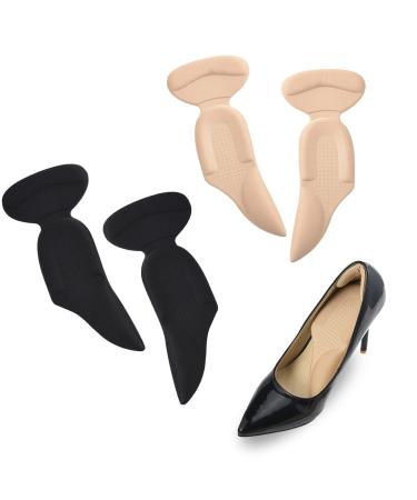 SOUMIT comfortable insoles for high heels (2 pairs) insole with heel protection and extra strong tights for foot care color black and beige