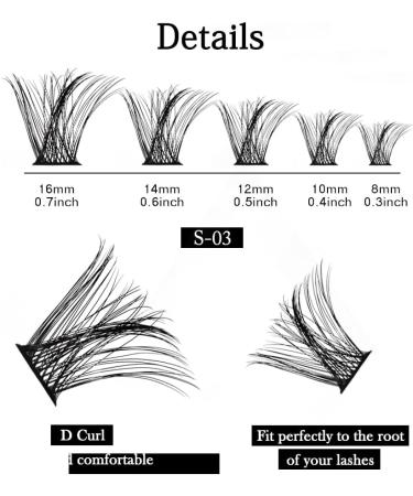 Lash Clusters 100Pcs DIY Individual Eyelash Extensions | Natural Look D Curl Cluster | 8-16MM | Reusable Individuals | Volume Lashes | (#03) - Buy Online on GoSupps.com