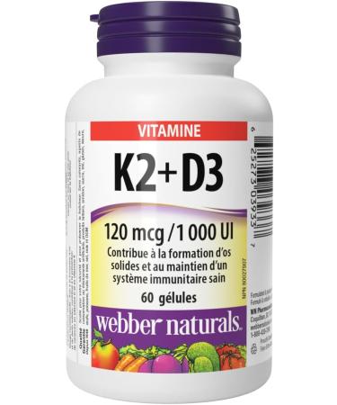 Webber Naturals Vitamin K2 with D3 60 Softgels Helps Support Bones Teeth and Immune Function Gluten & Dairy Free & Vitamin E 400 IU 120 Softgels Natural Source of Vitamin E Vitamin+ Softgel - Buy Online on GoSupps.com