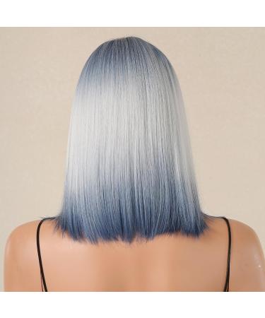 Shop Ombre Blonde Blue Bob Wig for Women - Shoulder Length Straight Art Hair Replacement - Daily Cosplay & Fashion - Buy Online on GoSupps.com