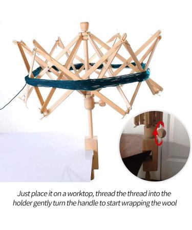 Wooden Umbrella Swift Yarn Winder Holder - 24 Bobbin Winder for Knitting - Beige - Buy Online on GoSupps.com