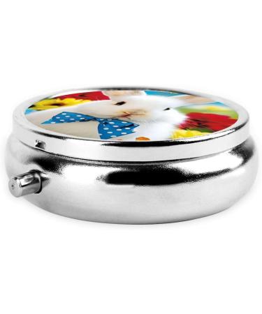 Easter Bunny & Chicks Portable Metal Pill Box | Mini 3-Compartment Pill Organizer for Travel - Buy Online on GoSupps.com