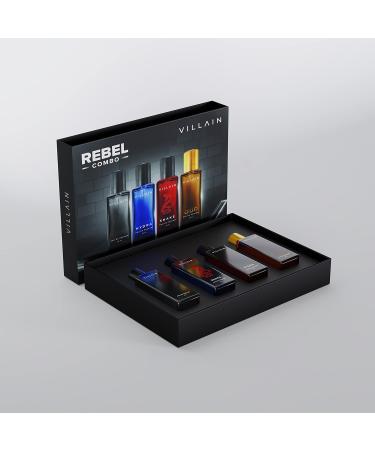 Villain Rebel Luxury Perfume Gift Set for Men | Long Lasting Woody Oud Musk & Aqua Fragrances | 4x20ml EDP Combo - Classic Hydra Snake Oud - Buy Online on GoSupps.com