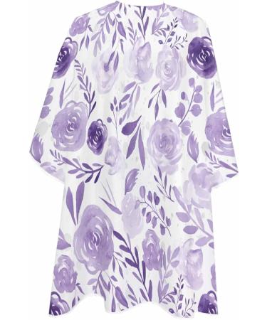 Buy Purple Floral Barber Cape | Adjustable Hair Cutting Cape for Men Women & Kids | Eucalyptus Leaves Design | 55x63 Inch Hairdressing Accessory - International Shipping Available - Buy Online on GoSupps.com