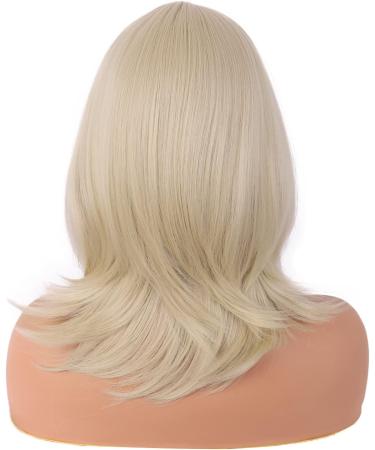MapofBeauty 18 Inch/45 cm Layered Bangs Straight Synthetic Fiber Shoulder Length Hair Daily Use Wig (Blonde) - Buy Online on GoSupps.com