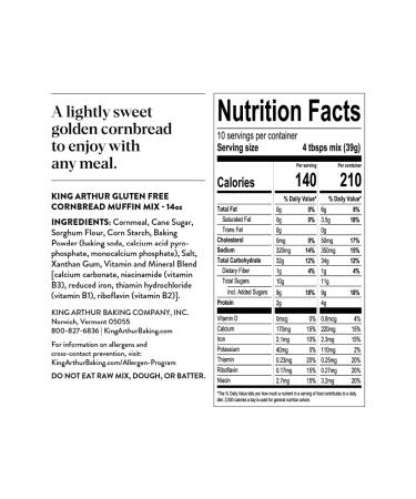 King Arthur Flour Gluten Free Cornbread & Muffin Mix - 14oz (Pack of 1) - Buy Online on GoSupps.com