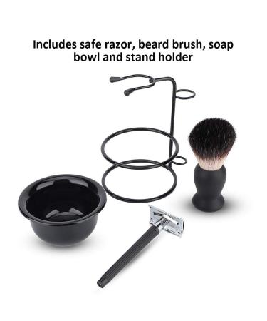 Men's Shaving Set - Stainless Steel Shaver Beard Care Kit with Holder Bowl & Brush - International Shipping - Buy Online on GoSupps.com