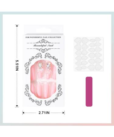 Vatocu Shiny Pink Artificial Nails - Long Press-On Acrylic Nails for Women & Girls | 24-Piece Set - Buy Online on GoSupps.com