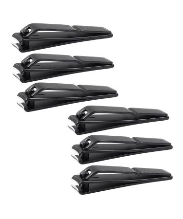 Coufce 6 Pieces Men & Women Nail Clippers Sturdy Fingernail and Toenail Clipper Cutters Stainless Steel Nail Clippers Straight Edge Clipper Tools(Black)