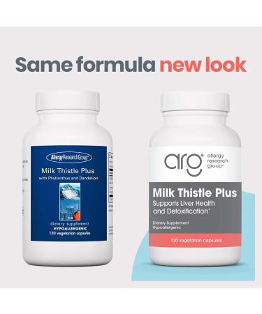 Allergy Research Group Milk Thistle Plus Supplement - Liver Health Support Milk Thistle Dandelion Detox Cleanse Vegetarian Capsules - 120 Count - Buy Online on GoSupps.com