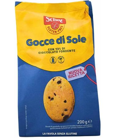 Schar Gocce di Sole Biscotti di pasta frolla con gocce di cioccolato Shortcrust Dough Biscuits with Chocolate Chips 12 x 200 g + Italian Gourmet Polpa 400 g - Buy Online on GoSupps.com