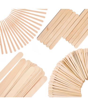 Mibly 4 Style Assorted Wooden Wax Sticks - For Body Legs Face and Small Medium Large Sizes Eyebrow Waxing Applicator Spatulas for Hair Removal or Wood Craft Sticks (Pack Of 250 Assorted Waxing Sticks) 250 Piece Set