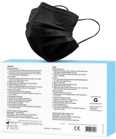 Medi Sant 100 Count Black Surgical Masks - Type IIR EN14683-2019 BFE 98% 3-Layer Disposable Protection - Buy Online on GoSupps.com