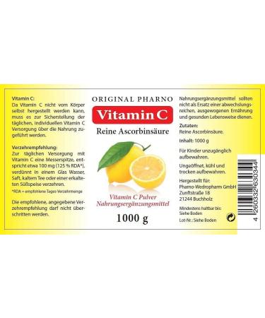 Vitamin C Powder (Pure Ascorbic Acid) 1kg - Pharmacy Quality | Original-Pharno - Buy Online on GoSupps.com