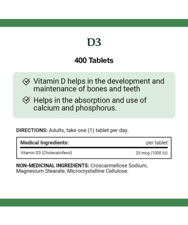 Nature's Bounty Vegetarian Non-GMO Vitamin D3 Vitamin D 1000 IU Supplement Helps to Maintain Immune Function 400 Tablets - Buy Online on GoSupps.com